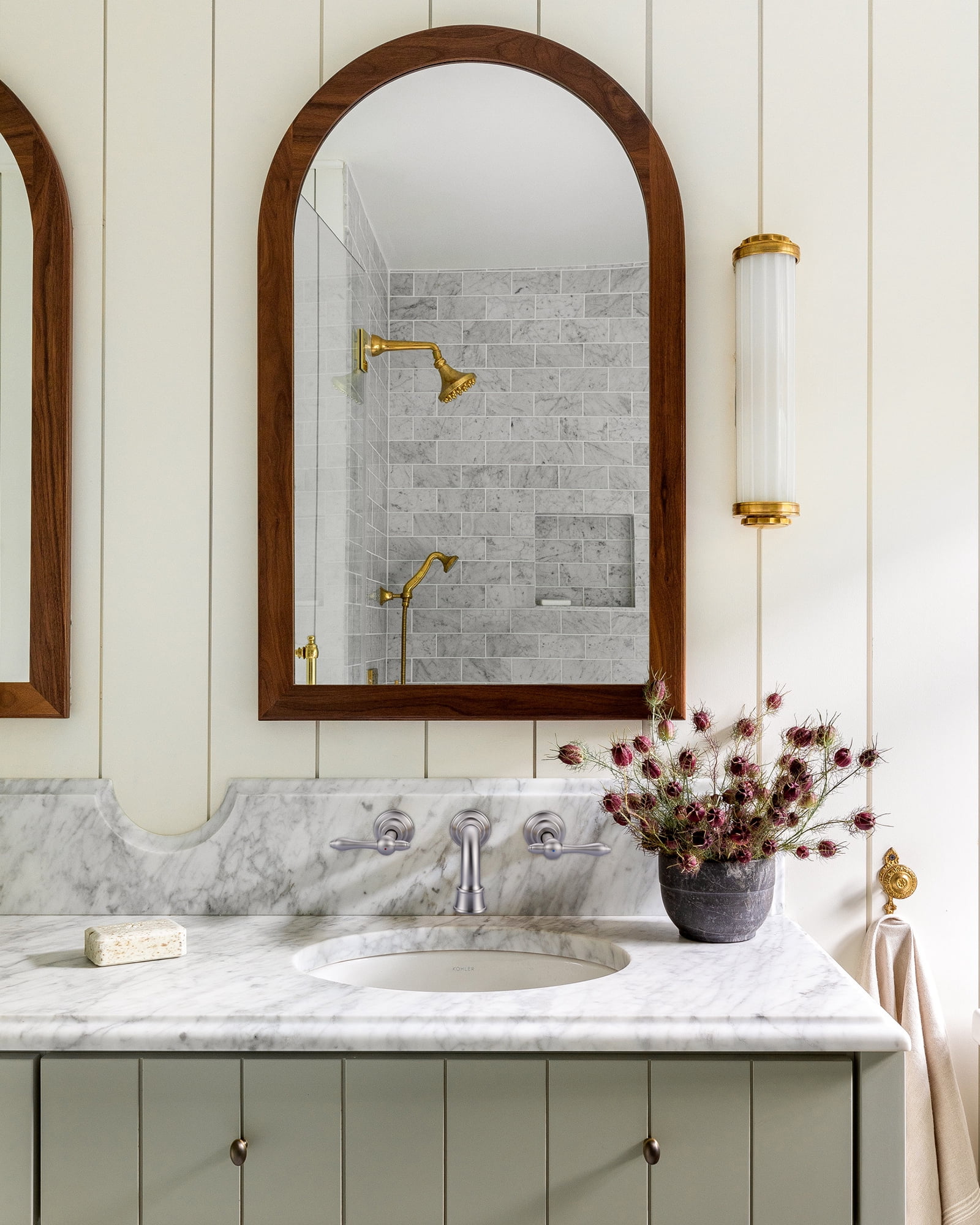 Wowow 8 in. Wall Mount 2-Handle Bathroom Sink Faucets Brass and Rough-in Valve Included,Brushed Nickel