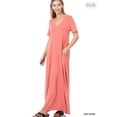 thumbnail image 2 of TheLovely Women & Plus Relaxed Fit V-Neck Short Sleeve Full Length Maxi Long Dress w/ Side Pockets, 2 of 3