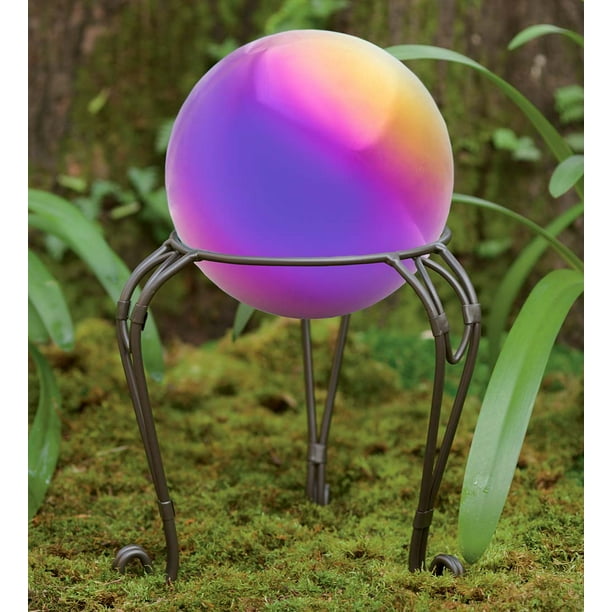 Rainbow Steel Gazing Ball with Metal Stand