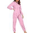 thumbnail image 6 of UQJfacai Womens Fleece Onesies Pajamas Jumpsuit Warm Sherpa Romper Sleepwear One Piece Zipper Cat Ear Hooded Playsuit Loungewear, 6 of 9
