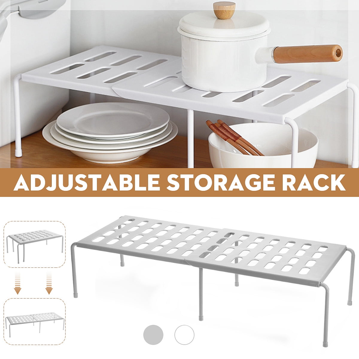 Cabinet Shelf Expandable Stackable, Kitchen Cupboard Stackable Shelves