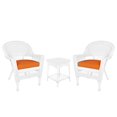 thumbnail image 1 of Jeco 3 Piece Wicker Conversation Set in White with Orange Cushions, 1 of 10