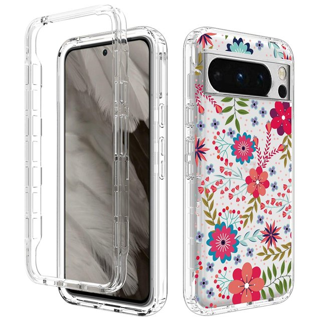 KAIYANG Funda para teléfono con estampado de patrones para Google Pixel 8 Pro, marco de PC + funda de teléfono transparente anticaídas de TPU, estilo H, Google Pixel 8 Pro, multicolor