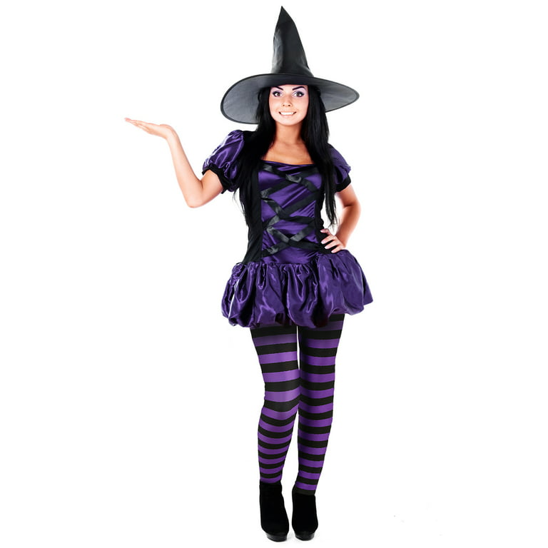 HDE Women Funny Printed Leggings Digital Print Black Purple Witch Costume  Tights 