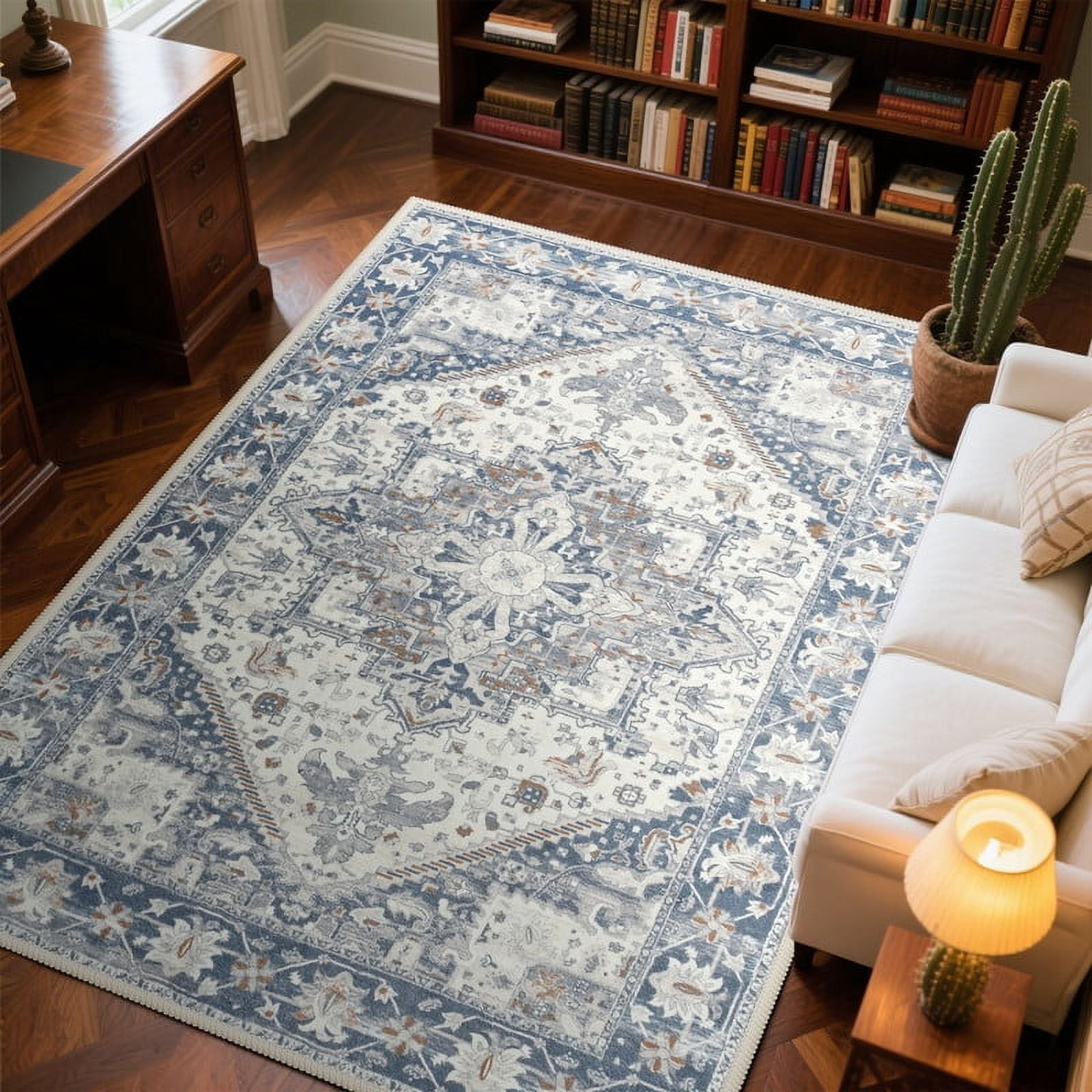 TWINNIS Boho Area Rug Soft Indoor Living Room Carpet,Light Blue Bohemian Rug for Bedroom,2'x3'Non-Slip Washable Decorative Rug