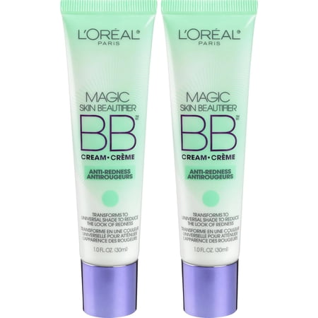 L'Oreal Paris Magic Skin Beautifier BB Cream, Anti-Redness 1 oz (Pack of 2)