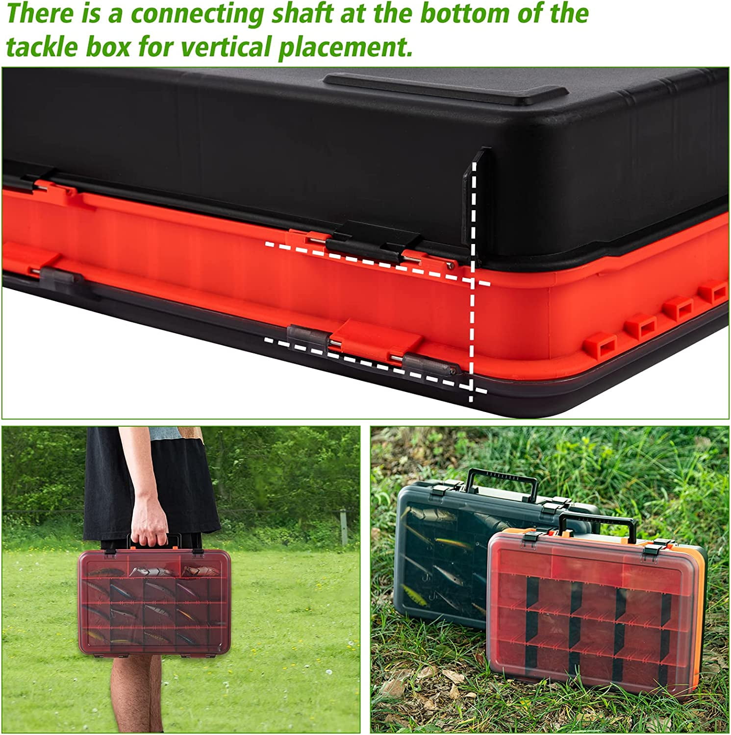 Prociv Large Tackle Box Double Layer Tackle Box Organizer Storage with Handle Camping Storage Containers Tool Box Red