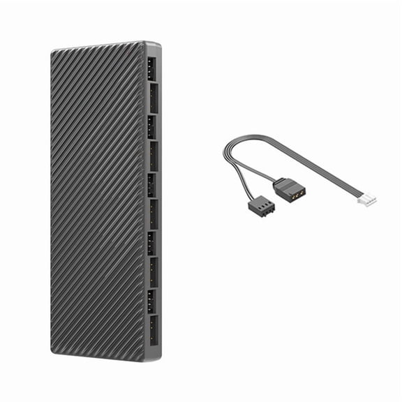 ARGB/PWM Hub Dual 10 Expansion Ports ARGB Controller 2 in 1 Fan HUB Adapter for Case Fan Black,1 x PWM & ARGB Hub 1 x PWM & ARGB Cable,Black