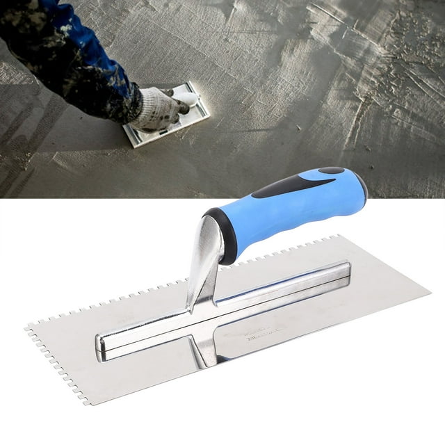 Notch Trowel, Comfortable Soft Handle 4mm Square Notch Trowel Troweling Smoothing Polishing Versatile for Cement Concrete Masonry Tile Installation