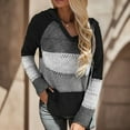 thumbnail image 2 of Fashion Casual Sweater Patchwork Blouse Tops Long Sleeves Women V Neck Hooded Women's Blouse, 2 of 6