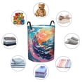 thumbnail image 4 of Balery Colorful Whimsical Earth Cesta de ropa redonda con asas, impermeable, independiente, para ropa, juguetes, dormitorio y familia-Medium, 4 of 6