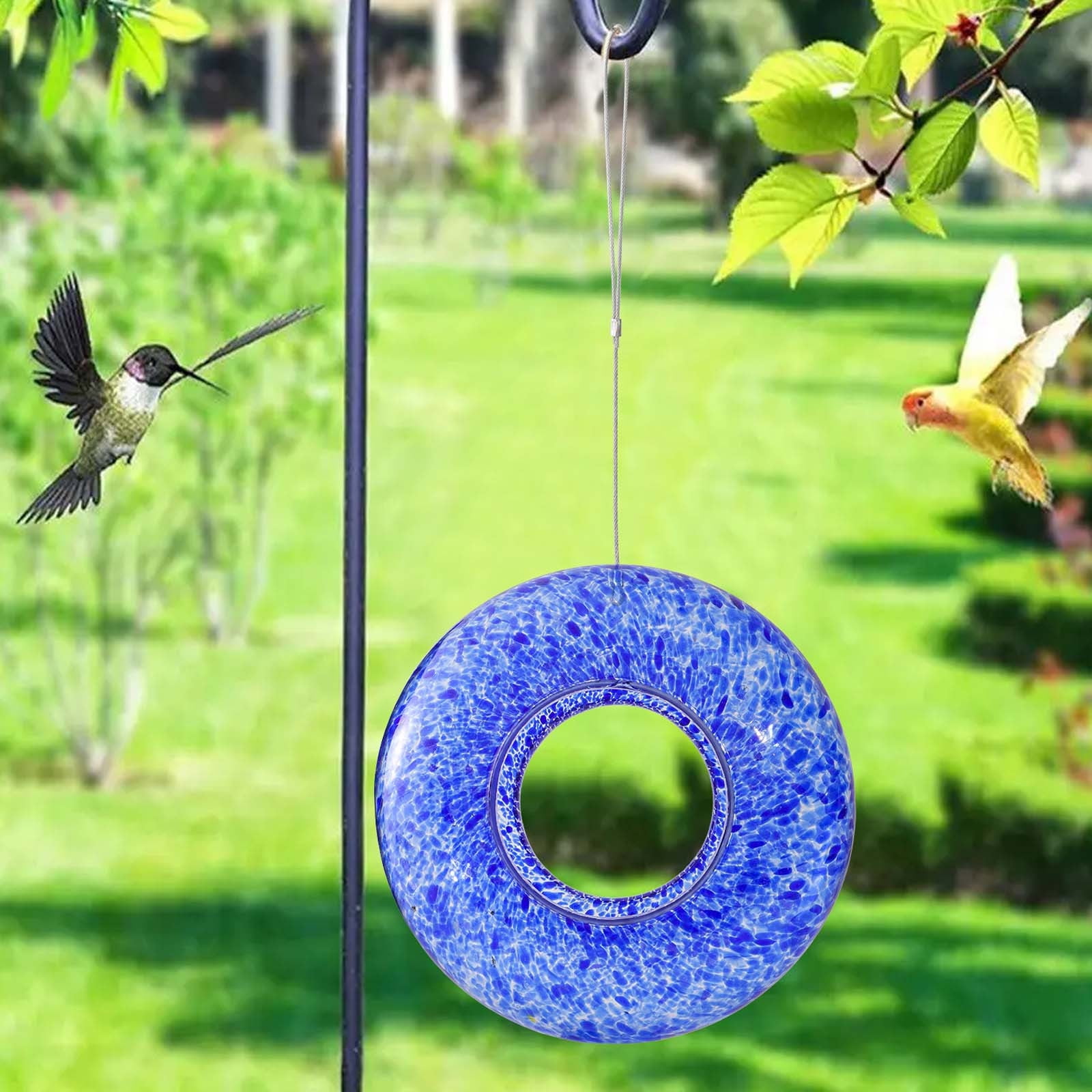 Kugisaki Glass Bird Feeder Outdoor Hanging Hummingbird Feeder for Garden Yard Patio Decor, Easy to Fill & Clean Ideal Gifts