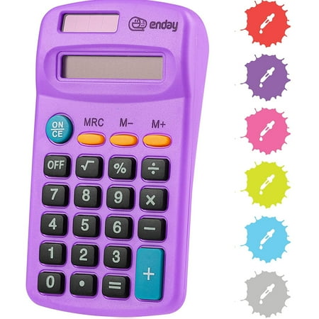 Enday Solar Battery Basic Calculator Essential School Supplies, Purple 1 Pack