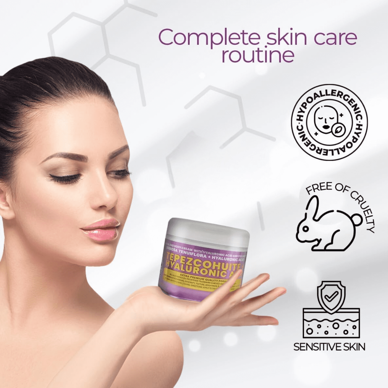 Tepezcohuite + Hyaluronic Acid Facial Cream Set, Day & Night Use – Moisturizing & Nourishing Skincare, 120g Each