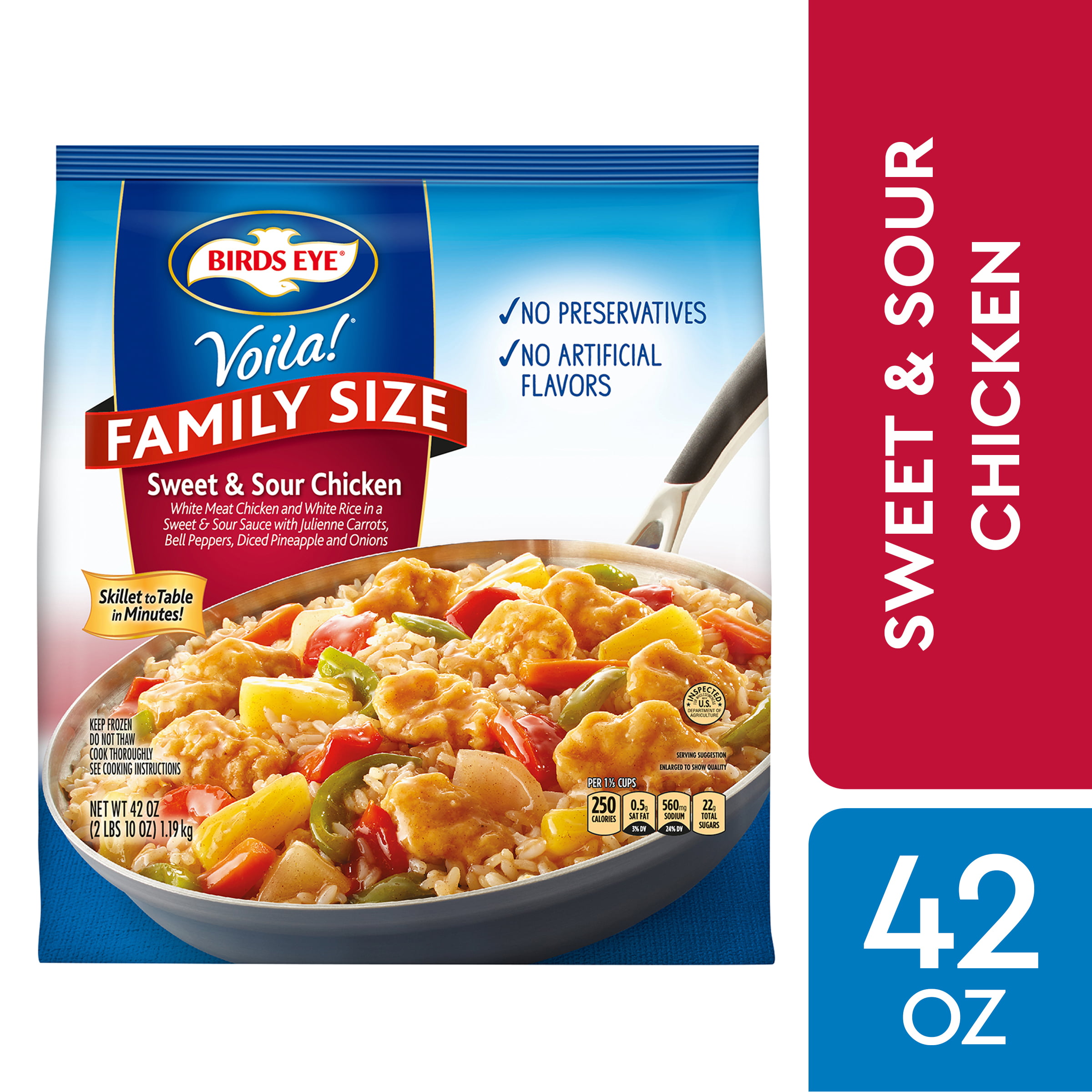 Birds Eye Voila! Sweet & Sour Chicken Family Size Skillet Frozen Meal, 42 oz (Frozen)