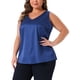 thumbnail image 4 of Camisetas sin mangas de satén de seda para mujer de tallas grandes Agnes Orinda, blusas casuales de cuello en V, camisetas básicas de verano 1X azul marino, 4 of 6