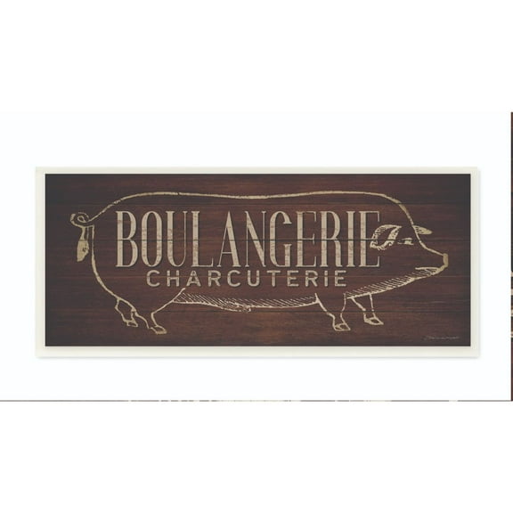 Stupell Industries Pig Animal Kitchen Dining Room Wood Textured Word Design Wall Plaque Art by Stephanie Workman Marrott
