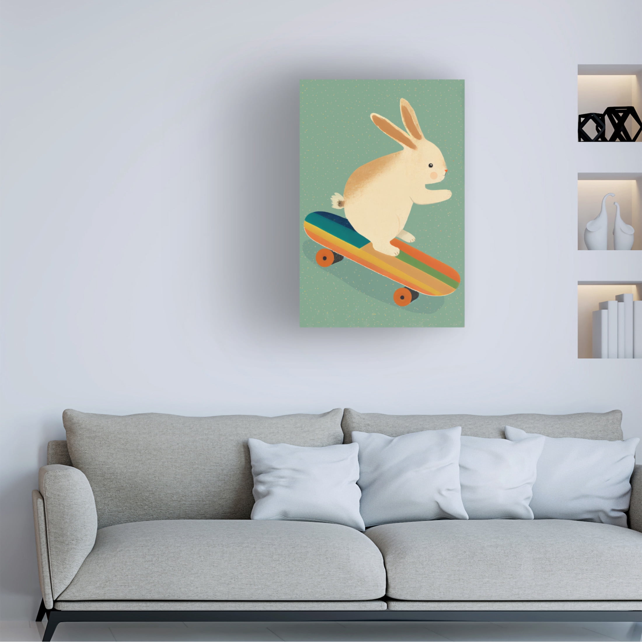 Trademark Fine Art Treechild Bunny On Skateboard Canvas Wall Art