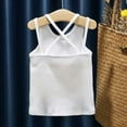 thumbnail image 2 of Cnuiaeg Girls Racerback Tank Top - Solid Sleeveless Sports Dance Top for Casual,Color White,Size 4-5 Years, 2 of 3