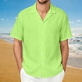 thumbnail image 2 of Gunia Mens Linen Shirts Short Sleeve Casual Lightweight Breathable Comfort Tops Men T Shirts Light Green Xl, 2 of 9