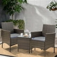 thumbnail image 6 of Lacoo 3 Pieces Outdoor Patio Furniture PE Rattan Wicker Table and Chairs Set Bar Set with Cushioned Tempered Glass (Gray) 2, 6 of 6