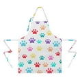 thumbnail image 2 of Colorful Dog Paw Footprint Apron-Garden Aprons for Women with Pockets-Cotton Linen Waterproof Kitchen Cooking Gardening Aprons Adjustable for Kitchen,Cooking,BBQ and Salon 33x27 Inch, 2 of 7