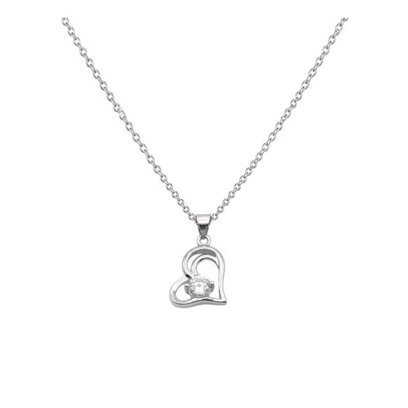 Adi Veda - Elegant Double Heart Pendant Necklace with Sparkling Crystal Accent, Stainless Steel Chain Necklace for Women, Romantic Everyday Fashion Jewelry Gift