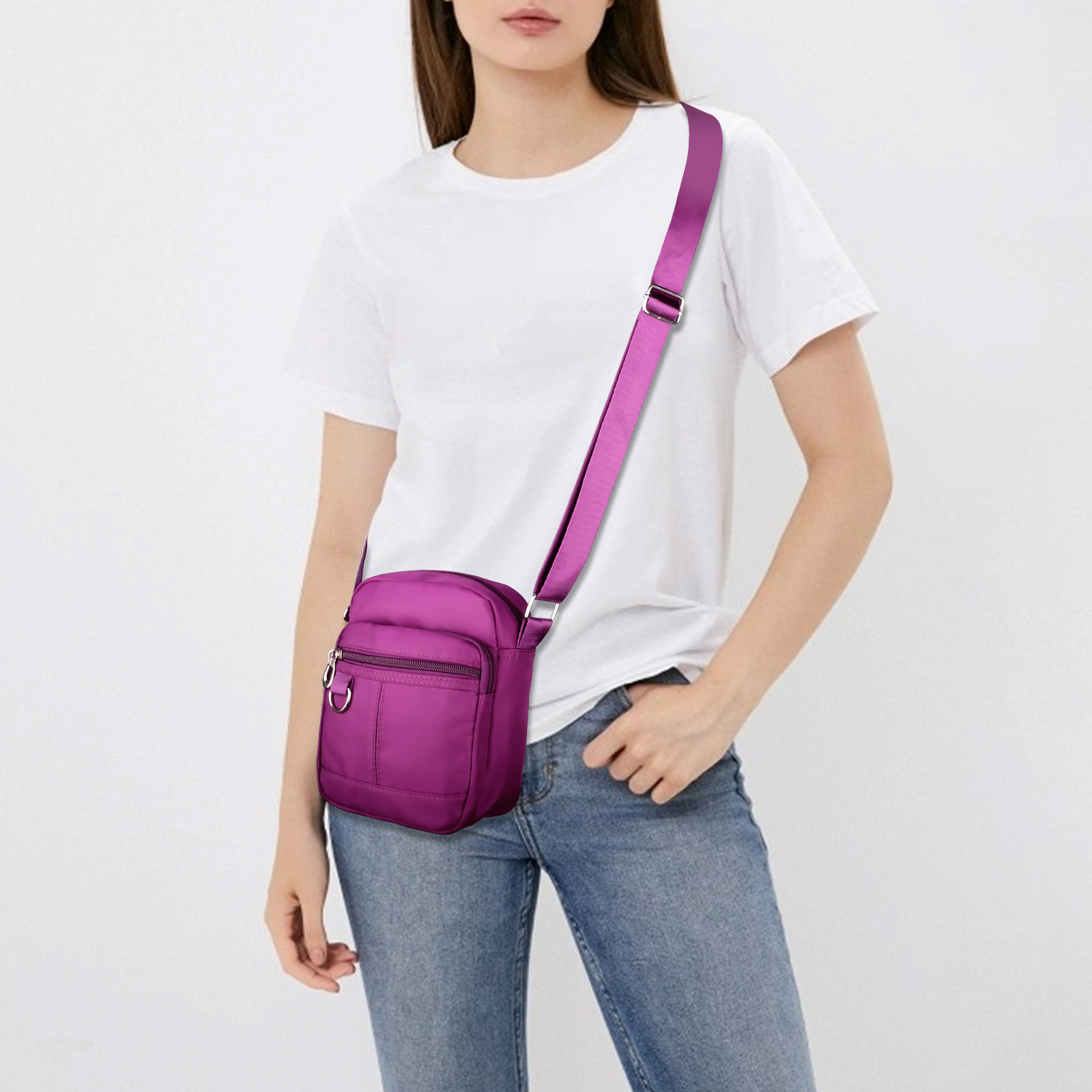 TSV Small Crossbody Bag for Women, Waterproof Ladies Anti-thief Shoulder Bag, Oxford Fabric Fashion Handbag with Adjustable Strap - image 5 of 9