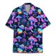 thumbnail image 3 of Camisa de manga corta con botones y estampado 3D de hongos coloridos para hombre, estilo hawaiano callejero, para vacaciones, playa, plantas, 3 of 5