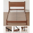 thumbnail image 5 of Solid Wood Bed Frame Queen Size Mid Century Platform Beds with Headboard and Charging Station for Bedroom, No Box Spring Needed, Rustic Brown, 5 of 9