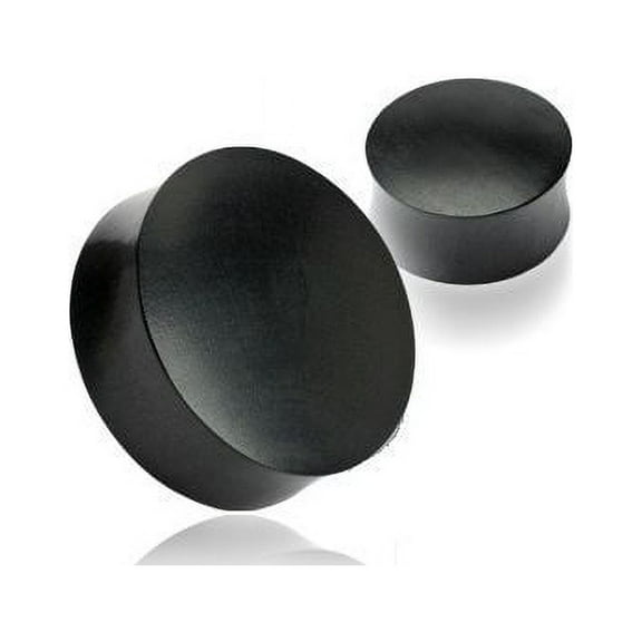 Pair of Solid Organic Black Areng Wood Ear Gauges Plugs