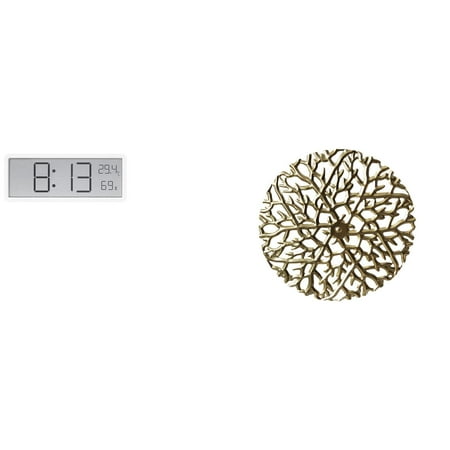 Digital Wall Clock Sculpture Metal Plaque Wrought Iron Construction with Large Display for Office Living Room Bedroom