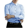 thumbnail image 2 of WTXUE Button-Up Shirts Long Sleeve, Notch Neck Shirts for Men Non Ironing Elastic Shirt Lapel Button Shirt Solid | Workwear for Men Light Blue L, 2 of 4