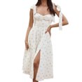 thumbnail image 1 of Vestido De Verano Vestido a media pierna para mujer Vestido sin espalda con estampado floral plisado con abertura alta (Verde L) Ygjytge para Mujer Verde T M, 1 of 9