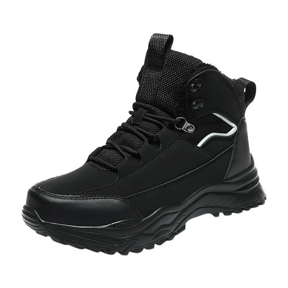 Wyzesi Black Boots for Men Couple's New Pu Leather Casual Shoes Trend Men's Boots Short Boots Ankle Boots Winter Boots for Men