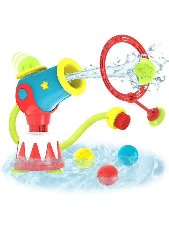 Yookidoo Kids Toddler Bath Toy - Ball Blaster Water Cannon & Target Set - Fun Shooting Game for Bath Time - Shoot Up to 5 Balls! Boys & Girls Can Learn Motor Skills - for Bathtubs or Pools! (Ages 3-6)