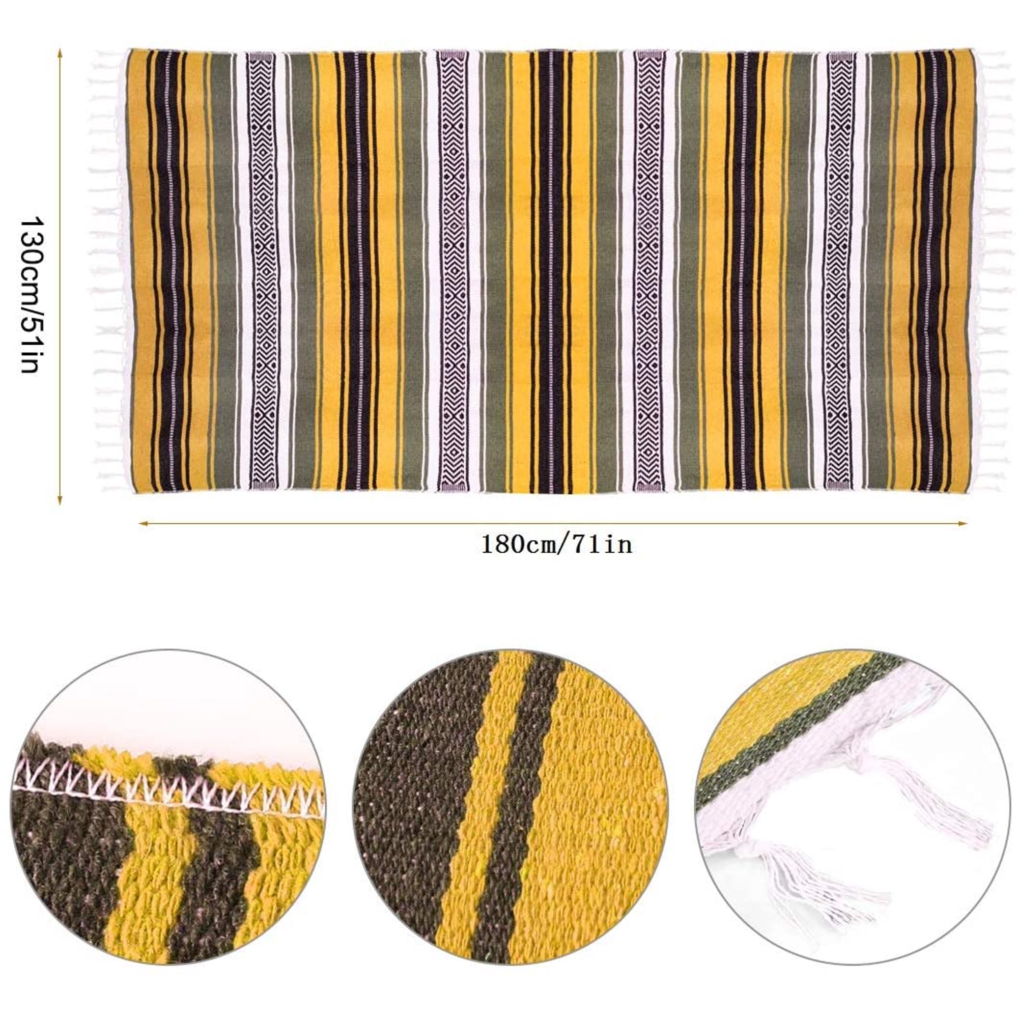 Couverture Mexicaine Tissée Main - Multifonction Pour Canapé, Yoga, Camping