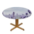 thumbnail image 3 of WYYP Lavender Flowers Round Tablecloth 100% Polyester Fiber Outdoor Fitted White, 3 of 8