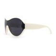 thumbnail image 3 of Womens Large Shield Round Elegant Designer Diva Sporty Plastic Sunglasses White - Black, 3 of 4