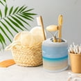 thumbnail image 5 of Ambesonne Nature Soap Dispenser & Toothbrush Holder Set, Tropical Sea Coast Sky, 2 Pcs, Cream Blue, 5 of 6