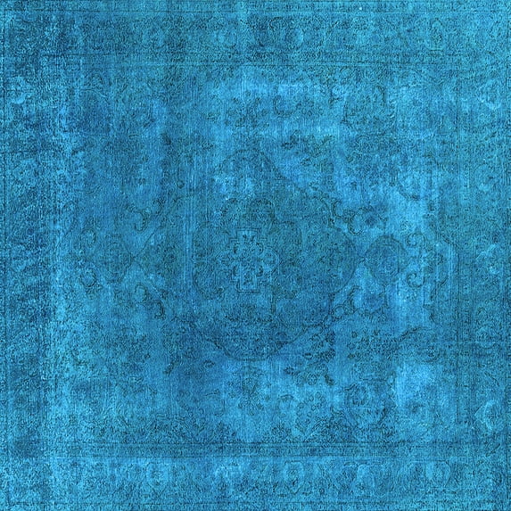 Ahgly Company Indoor Square Oriental Light Blue Industrial Area Rugs, 4' Square
