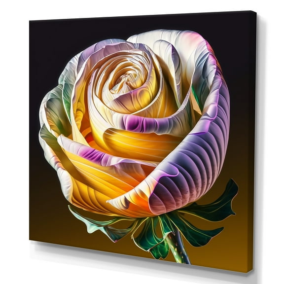 Designart Rainbow Blooming Crocus Rose I Canvas Wall Art
