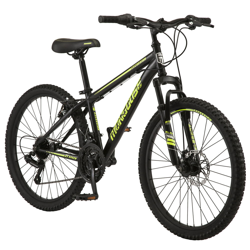 Mongoose Excursion Mountain Bike, 24-inch wheel, 21 speeds, black ...