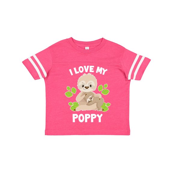 Inktastic Cute Sloth I Love My Poppy with Green Leaves Boys or Girls Toddler T-Shirt
