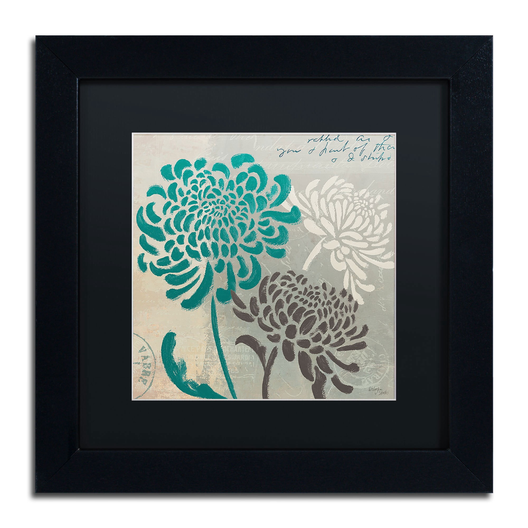 Trademark Fine Art "Chrysanthemums I" Canvas Art by Wellington Studio, Black Matte, Black Frame