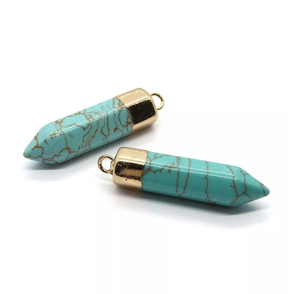 K-KED 10pcs Blue Turquoise Column Natural Stone Crystal Healing Chakra For Jewelry