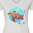 thumbnail image 4 of Inktastic Fort Lauderdale, Florida Swimming Sea Turtle with Bubbles Women's V-Neck T-Shirt, 4 of 5