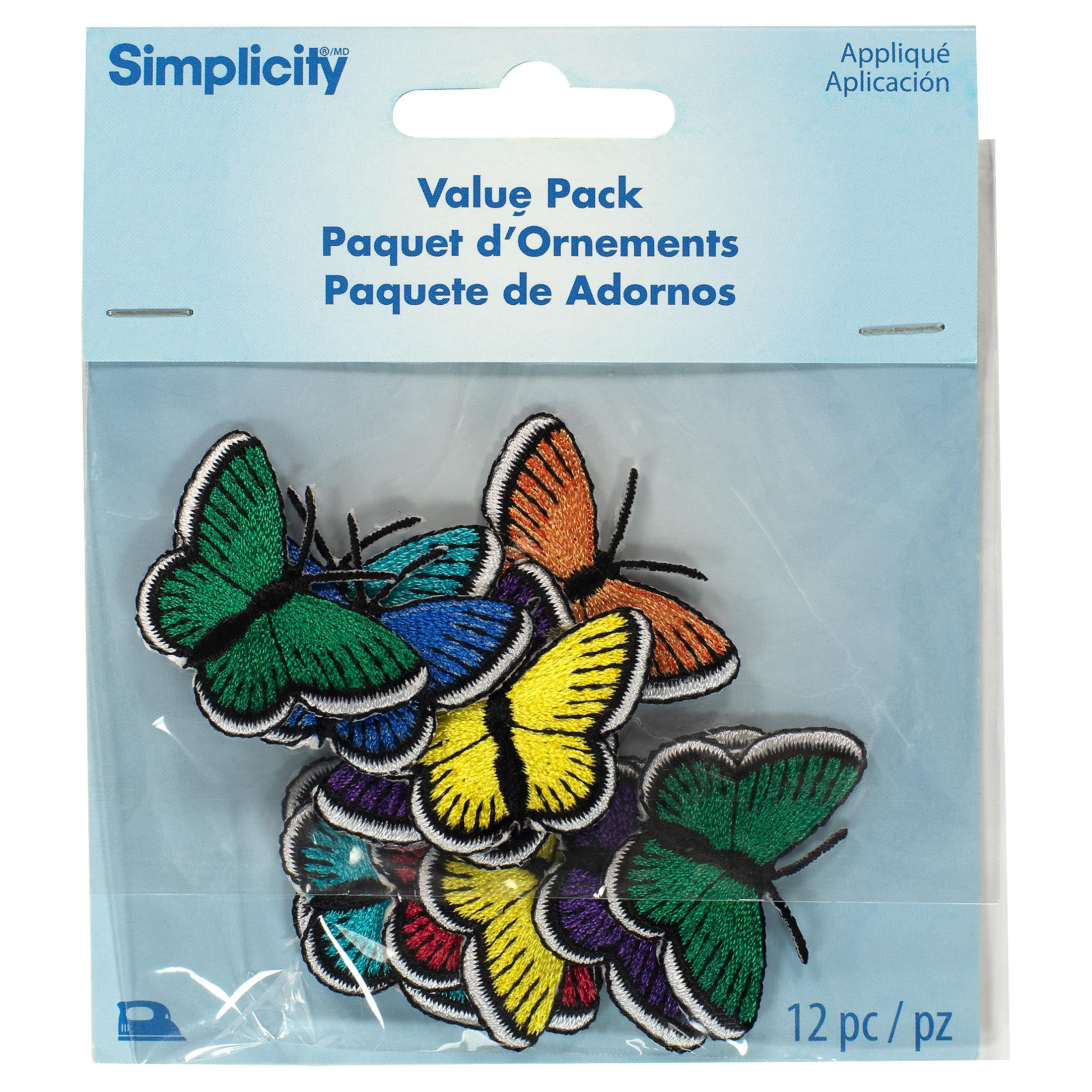Simplicity 12ct Assorted Butterflies Iron On Patches