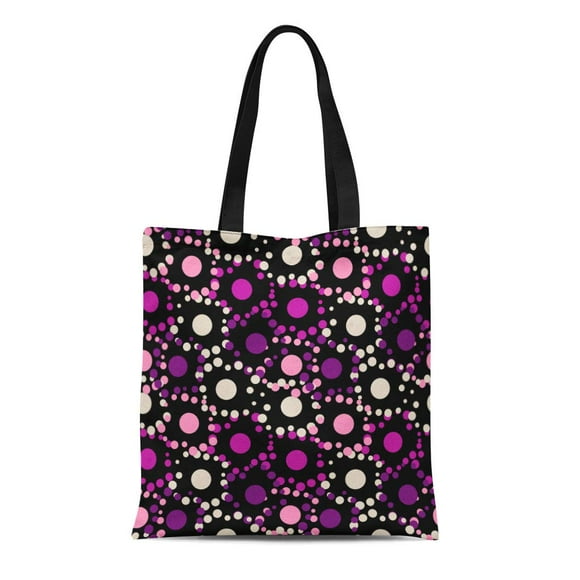 NUDECOR Canvas Tote Bag Colorful Ball Bright Abstract Circles Confetti Pattern Pink Beads Reusable Shoulder Grocery Shopping Bags Handbag