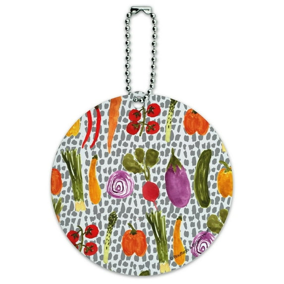 Veggin Veggies Vegetables Pattern Round Luggage ID Tag Card Suitcase Carry-On